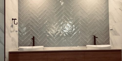 300×600 wall tiles and 75×300 feature tiles wave edges